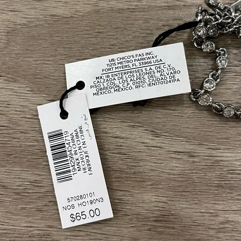 NEW White House Black Market WHBM Crystal Drop Fringe Necklace MSRP $65
